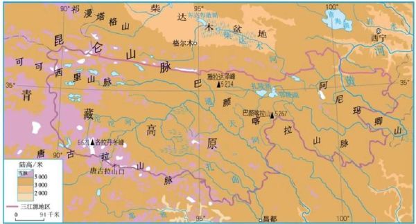 青藏高原在地图上的位置_青藏高原地图怎么看