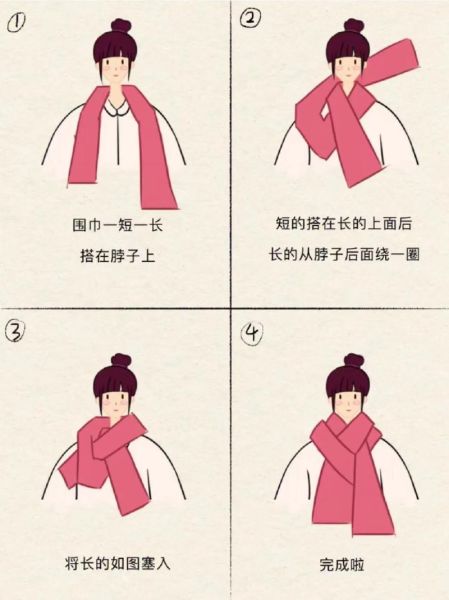 户外围脖怎么戴_冬季围脖防风保暖图解